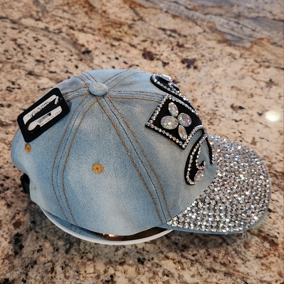 Light Denim Cap with Rhinestone Embellishments main image 6